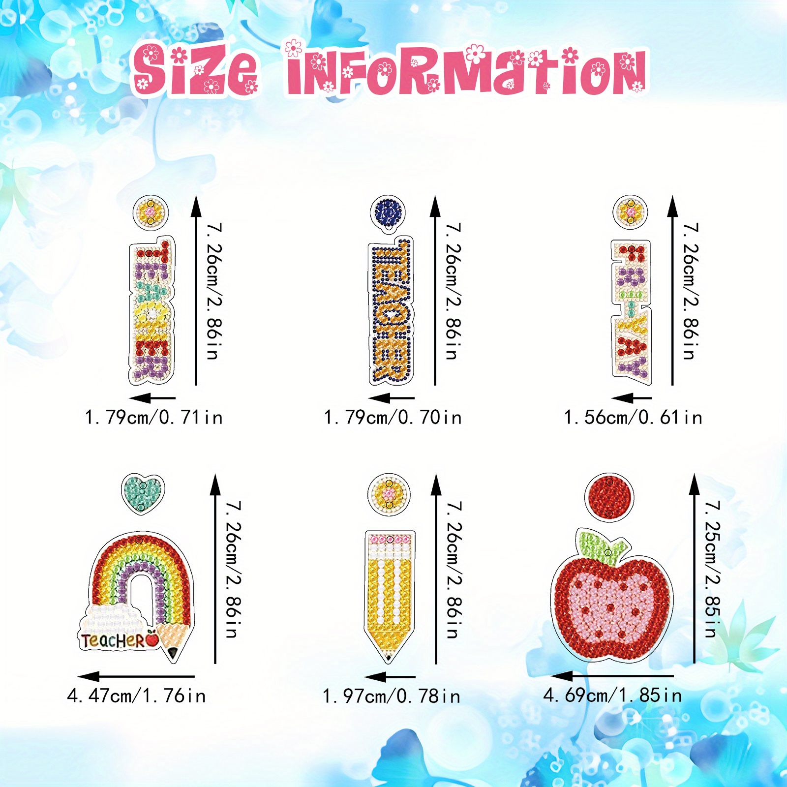 12pcs Letter Pattern Diamond Painting Earrings, Teacher's Day Theme
